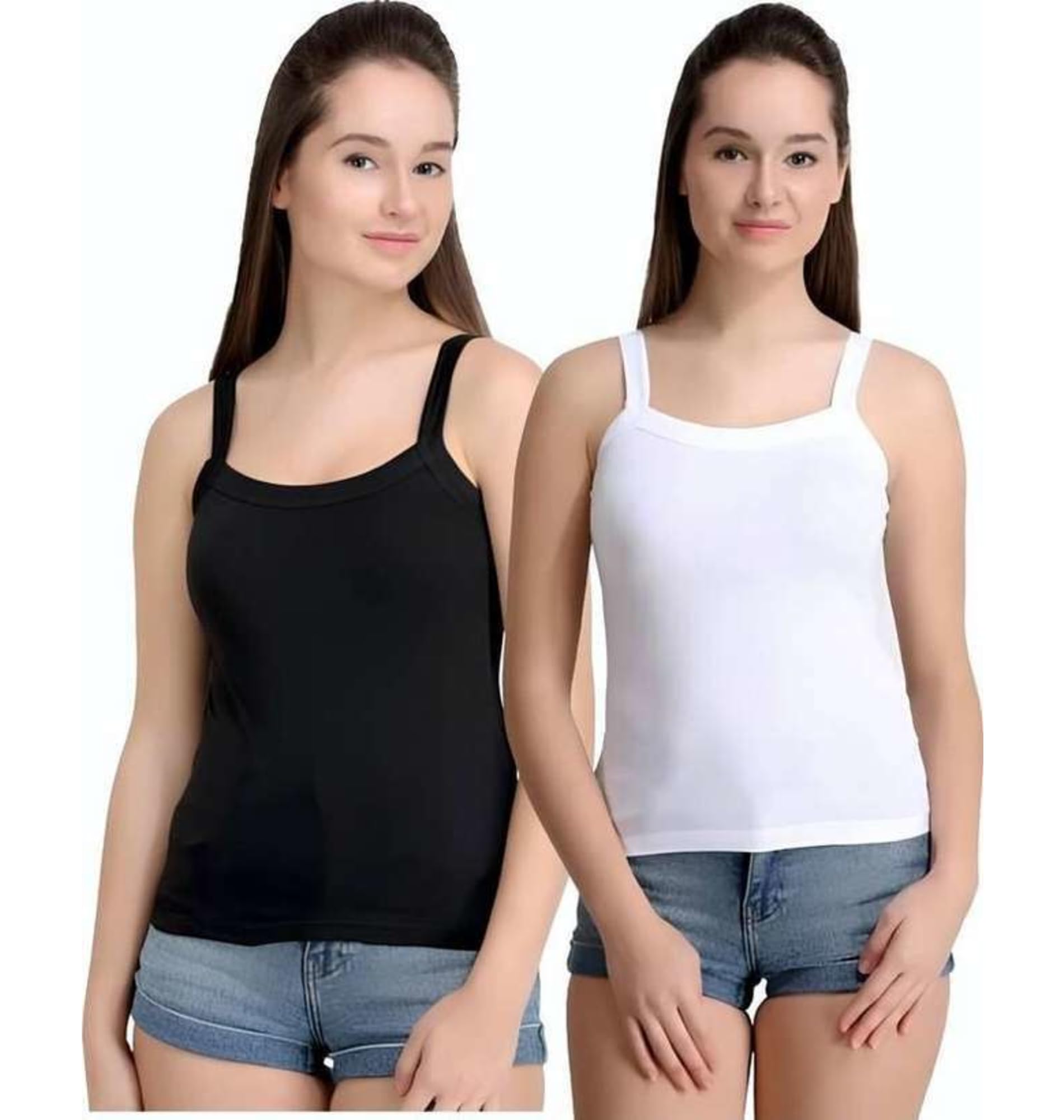 bodycrush Women's Camisole, Soft Breathable Tank Top, Comfortable Layering Vest, White, Black, Pack of 2-picture-20