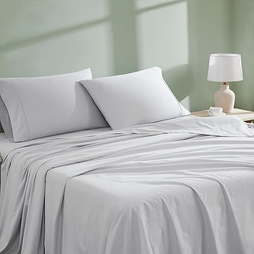 Miniatura 4 de Linen Closet Juego de sábanas tamaño King 100% algodón orgánico, 4 piezas, tejido de percal, frescas, suaves y duraderas, transpirables, con
