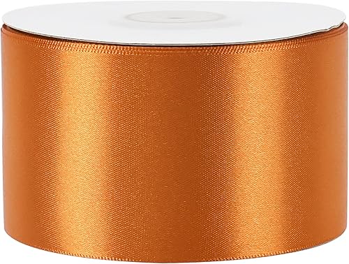 Miniatura 8 de MEEDEE Cinta de satén naranja de 2 pulgadas, cinta de satén de doble cara de 25 yardas, cinta naranja para árbol de Navidad, Acción de Gracias,