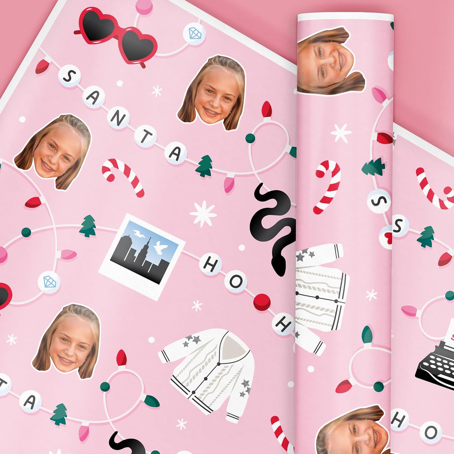 Big Dot of Happiness In My Christmas Era Personalized Photo Christmas Wrapping Paper, Funny Custom Face Holiday Gift Wrapping Paper Roll, Concert Wrapping Paper, 24 in x 7 feet (1 Fun Face, 1 Roll)