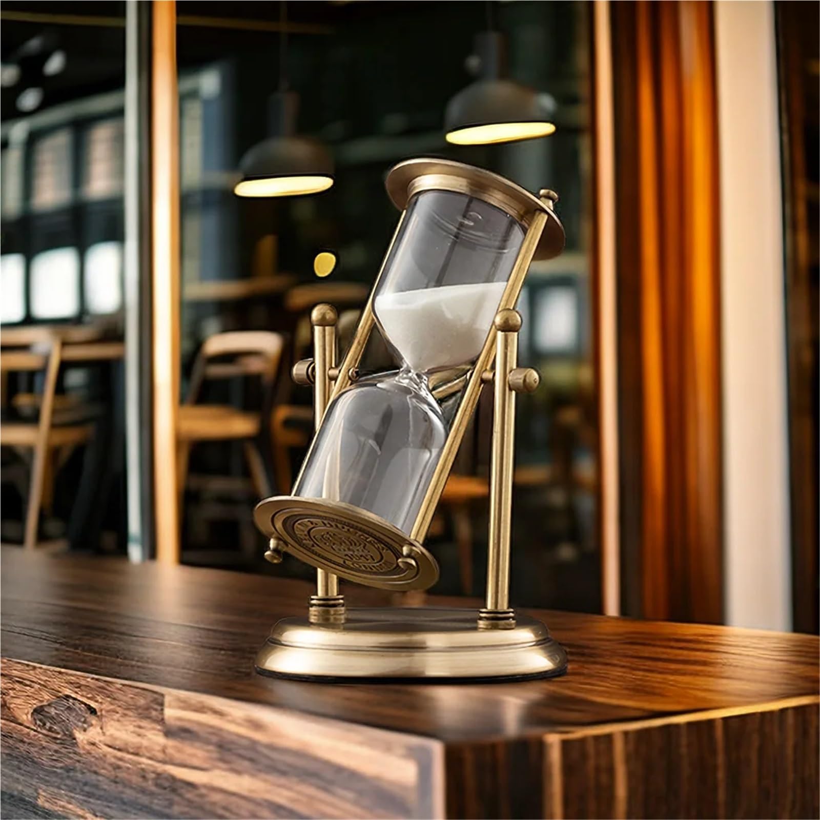 Reloj de Arena con Corona giratoria, decoración Temporizador, Cristal Creativo, Que Fluye, Sala Estar, Metal, pequeño Regalo