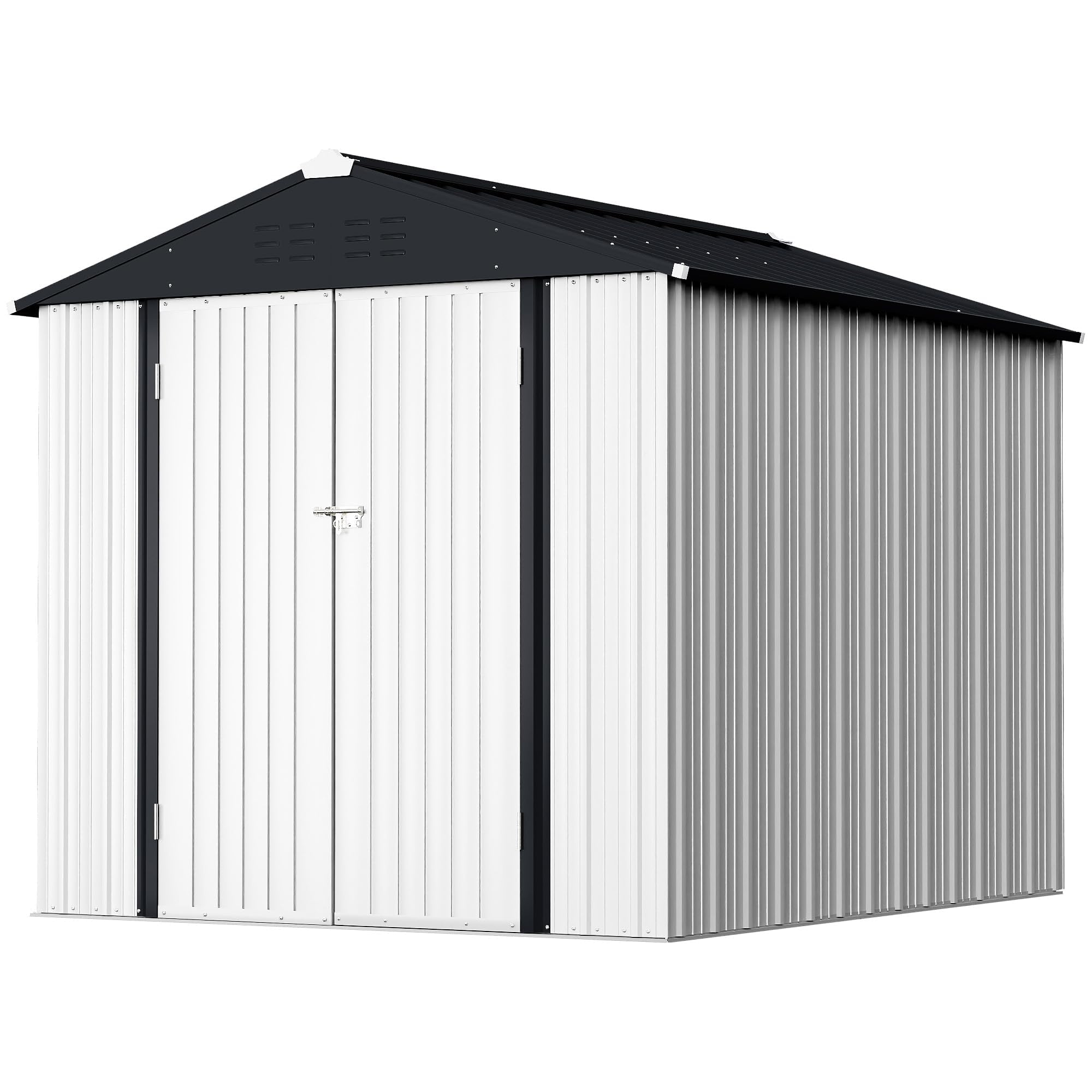 GUNJI 6 x 4 FT Shed Outdoor Storage Shed Metal Garden Shed with Lockable Door Outside Waterproof Tool Shed for Backyard, Patio, Lawn (White)