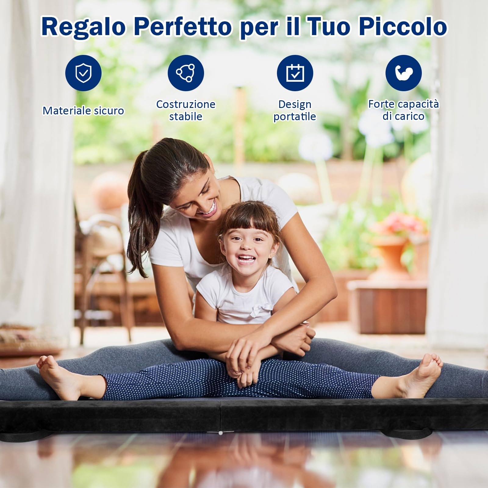 GYMAX Trave da Ginnastica Artistica 210 cm Pieghevole, Trave da Equilibrio Portatile in Legno con Manico, Cuscinetti Antiscivolo, Ideale per Esercizi a Casa o in Palestra, 210 x 10 x 6,5 cm