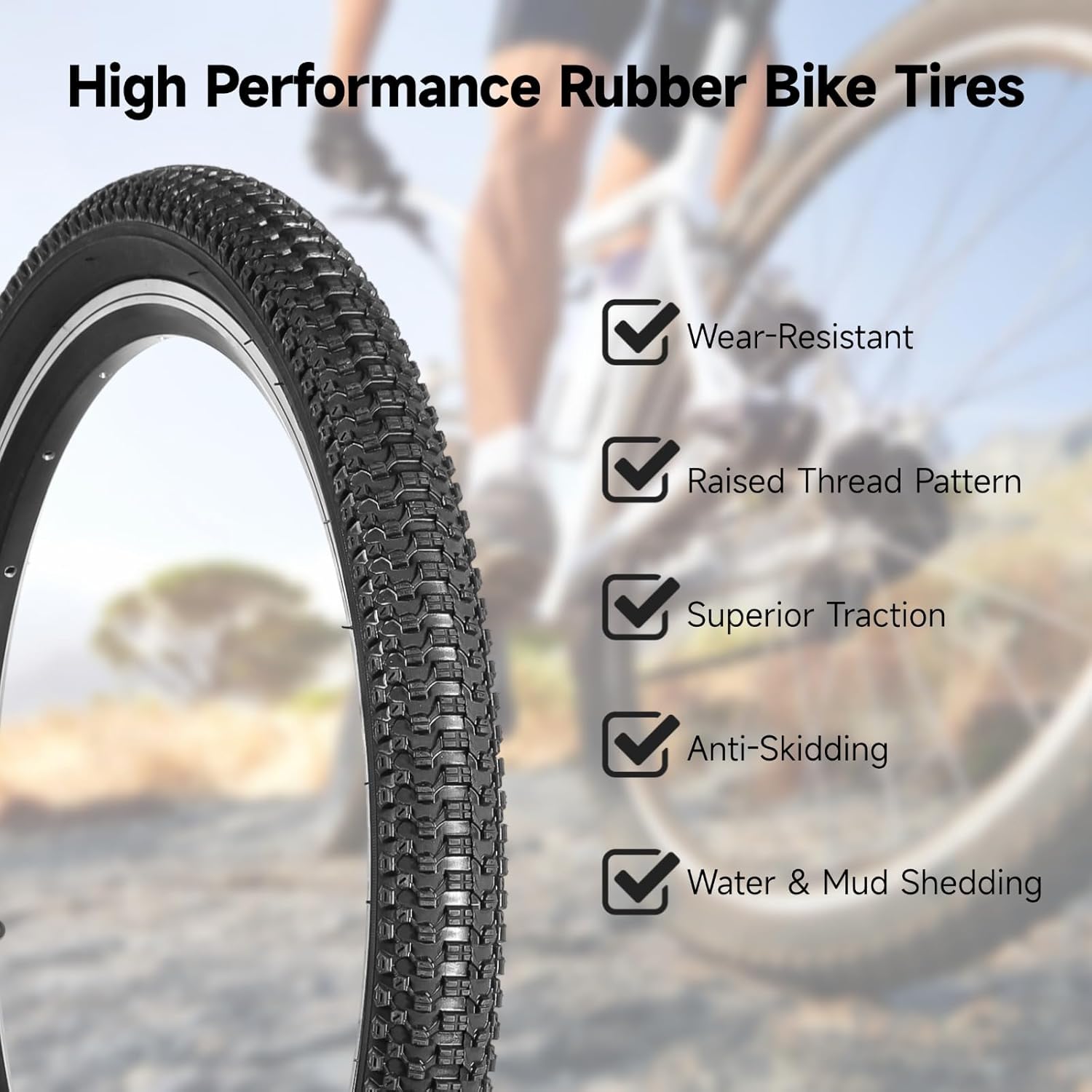 20 inch Bike Tire,2 Pack 20x2.125 Bike Tires and 20x1.75/2.125 Bike Tubes with Bike Tire Levers, 20x2.125 Bicycle Tire Portable MTB Tires Rubber Tire for Mountain Path Muddy Trail