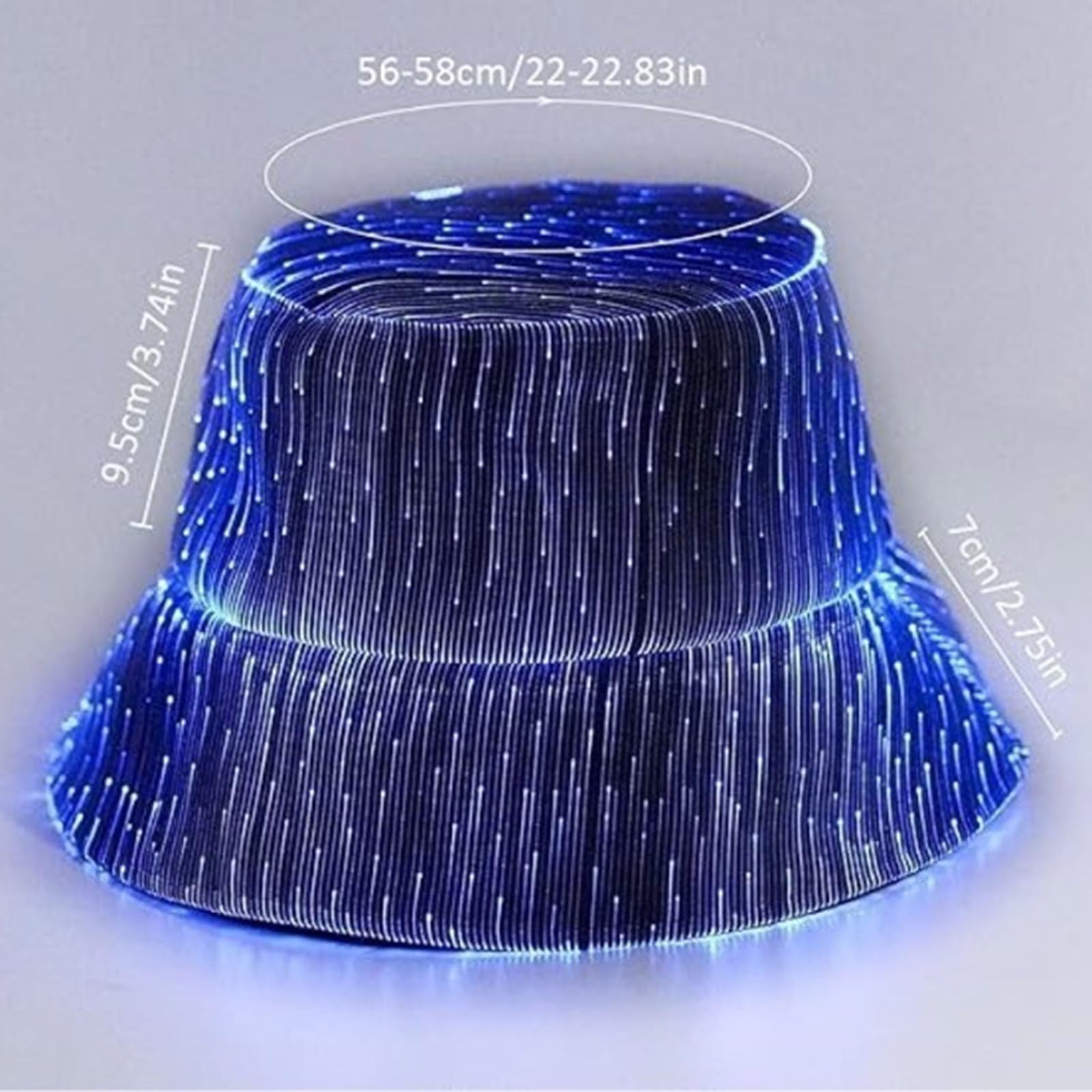Cappello Illuminato a Fibra Ottica con modalità Lampeggianti Regolabili per Feste Festival Cappello a Secchiello a LED per spettacoli in Discoteca Accessorio per Festival Musicali