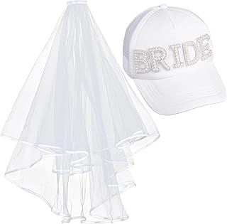Bachelorette Bride White Trucker Hat Baseball Cap with Detachable Veil for Party