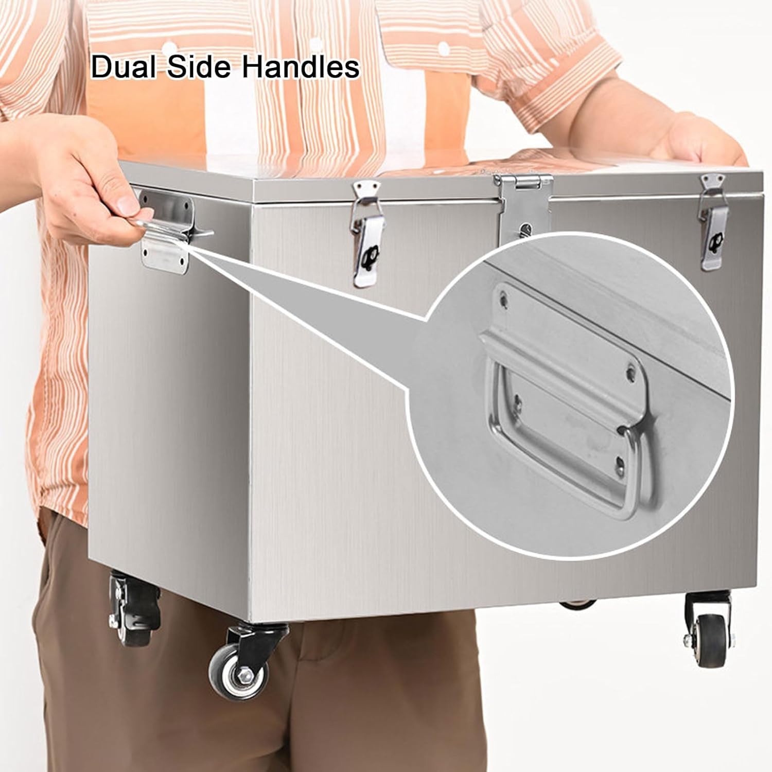 Cassetta degli attrezzi, resistente in acciaio inox, impermeabile, con serratura e maniglie ergonomiche, per garage e casa, organizer portatile antiruggine