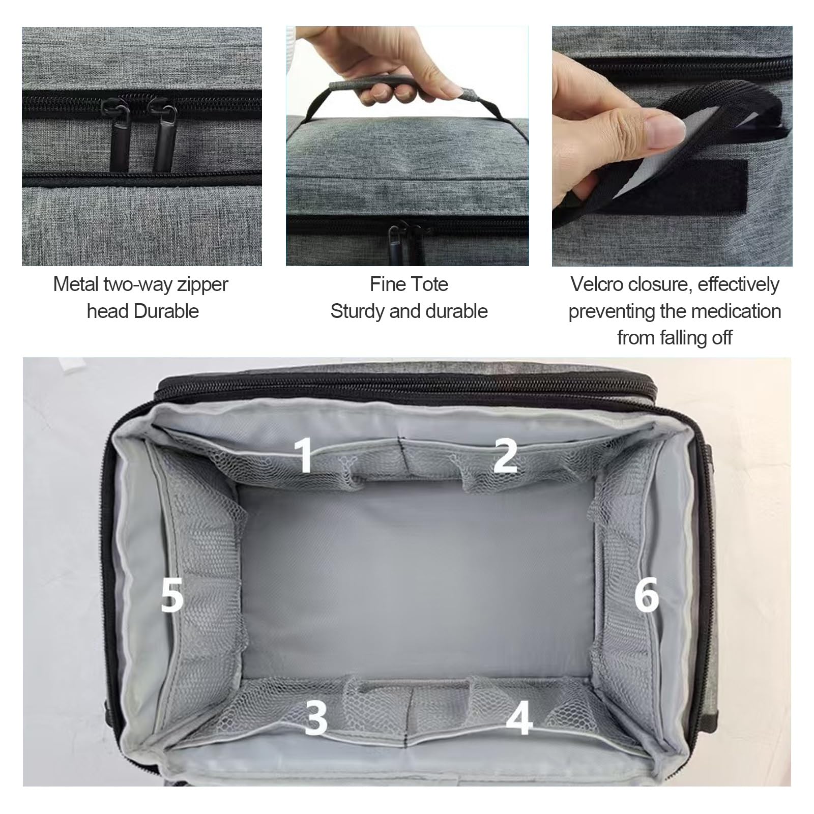 Botiquín De Primeros Auxilios Vacío De Gran Capacidad,Bolsa De Almacenamiento De Suministros Médicos De Primeros Auxilios,Ideal For El Hogar,Viajes Y Exteriores(Gray)