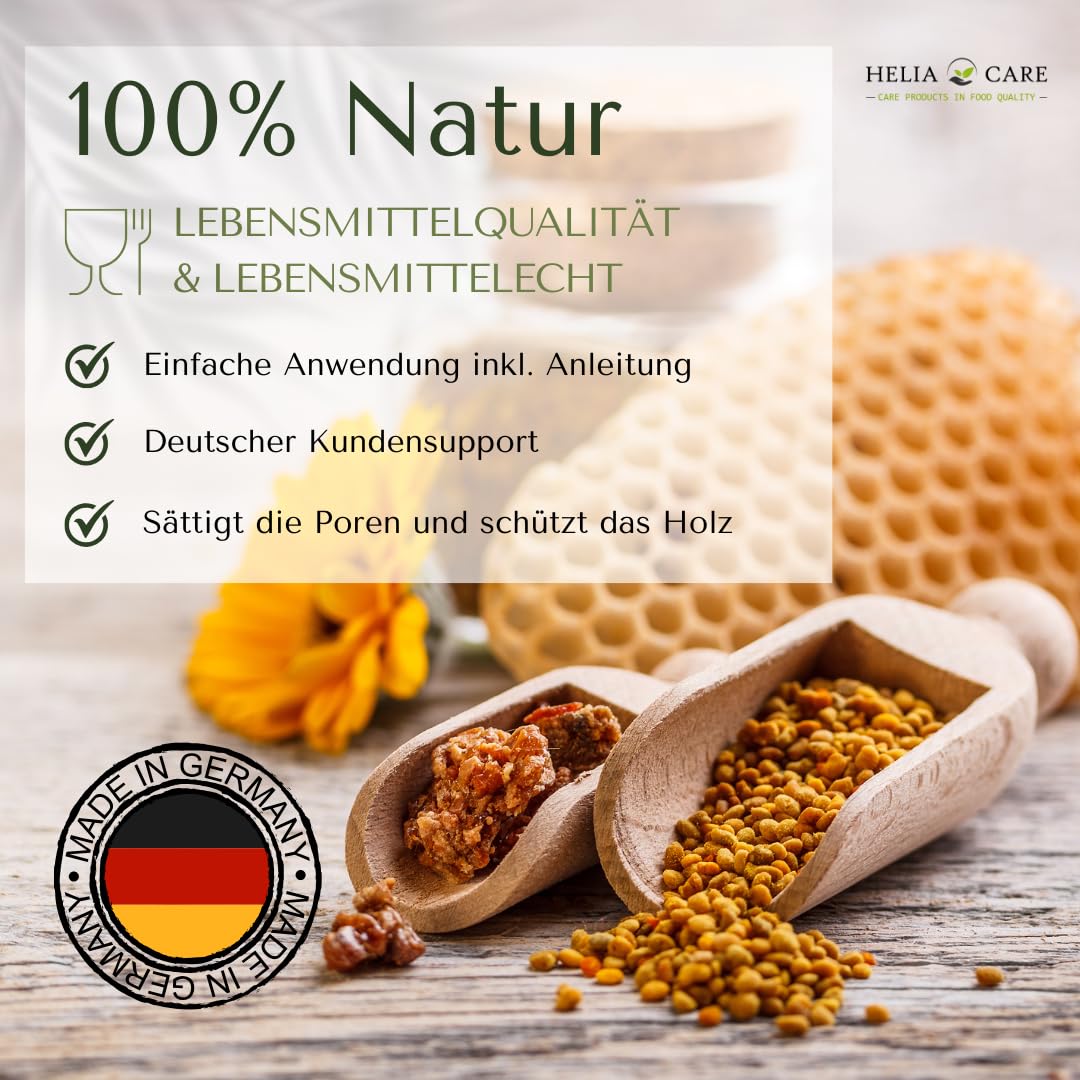Starter Set - BIO Holzpflege Set - Premium Holzöl, Holzbalsam & Holzwachs inkl. Ziehklinge - Farblose Möbelpflege mit Bienenwachs - Möbelpolitur aus Deutschland