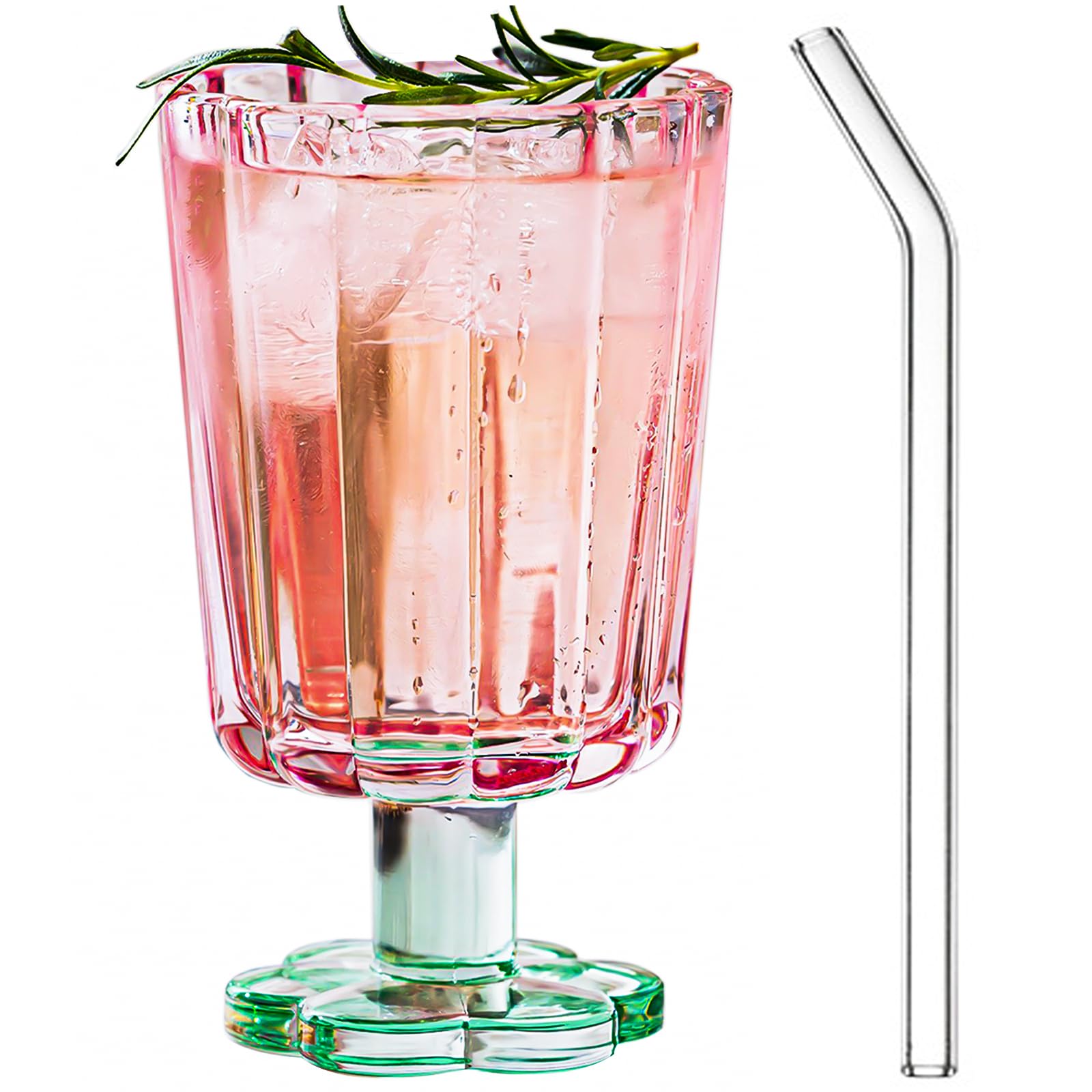 Footed Drinking Glasses With Straw Tall Ice Cream Bowls Dessert Sundae - View #4
