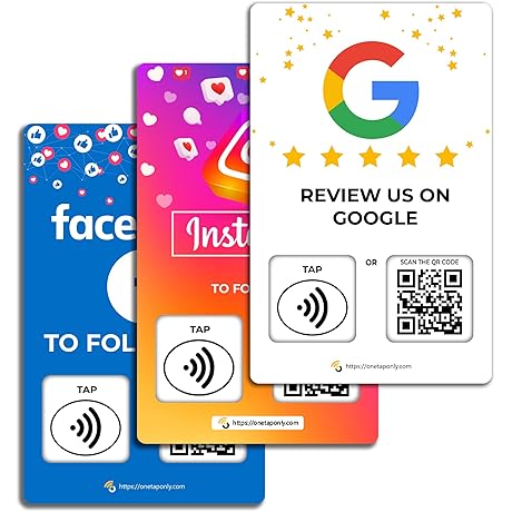 Social Review Tap Card | Review QR Code | Contactless review card...