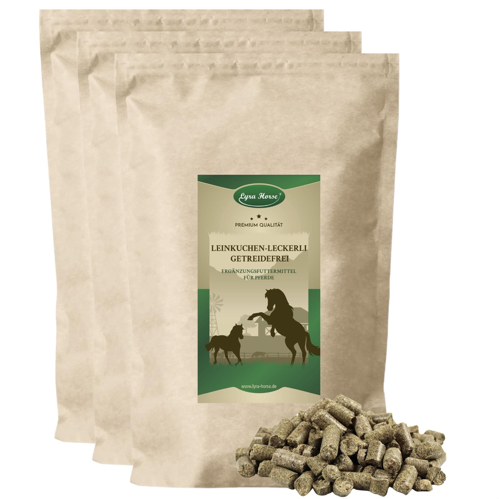Lyra Horse® 15 kg Leinkuchen Leckerli getreidefrei Pferdefutter Pferde | Snacks aus Sonnenblumenfasern & Leinkuchen - Ausgewogene Nährstoffquelle - Leckerlis für Pferde - Reich an Ballaststoffen