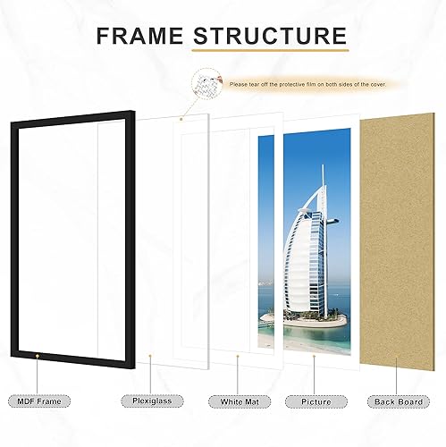 Vista 20 de Picrit Juego de 7 portarretratos de 5 x 7 pulgadas, para exhibición de 5 x 7 con paspartú o de 4 x 6 sin paspartú, marcos de fotos para montaje