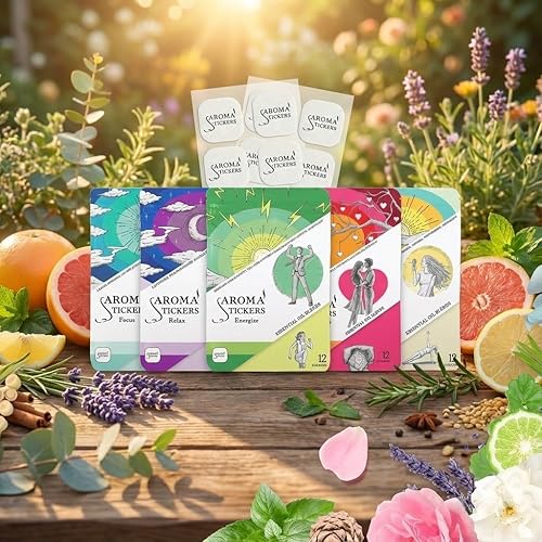 Miniatura 8 de AROMA STICKERS® Original Blend Edition All in One - 100% Natural Essential Oil Scented - Aromatherapy Sticker Diffuser for Relaxation & Energy Boost