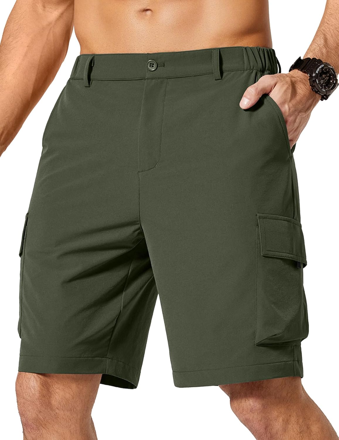 COOFANDY Mens Casual Shorts 9" Lightweight Cargo Shorts for Golf Hiking Work Fishing with 5 Pockets