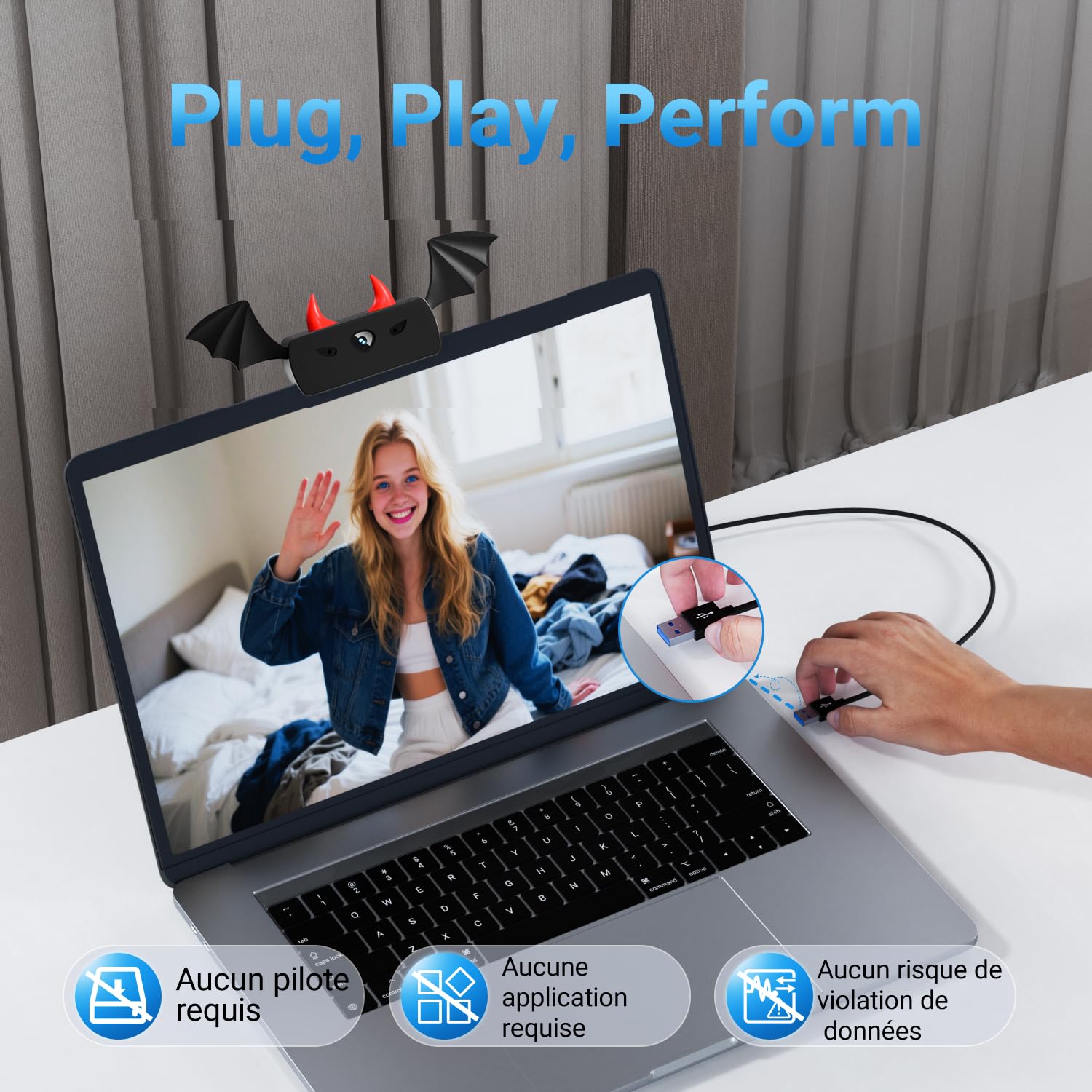 Webcam Full HD 1080P Caméra USB PC Deux Micro Plug & Play pour Ordinateur Bureau Portable Mac, Correction de la Lumière, Linux Youtube Streaming Skype Appel Vidéo Zoom Vidéoconférence (xia-1080P)