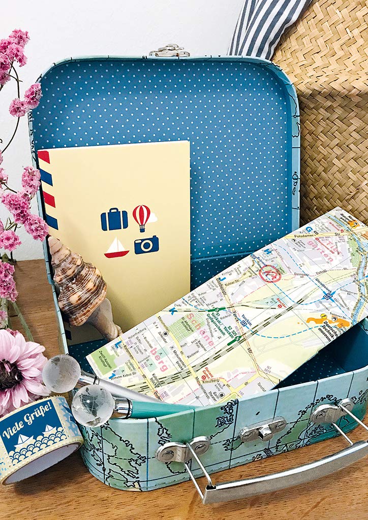 moses. Fernweh Geschenkkoffer Allzweckbox, für Geldgeschenke Reiseerinnerungen, kleine Reise-Utensilien, Hochzeiten und Reisegutscheine, mit Grußkarte - Image 4