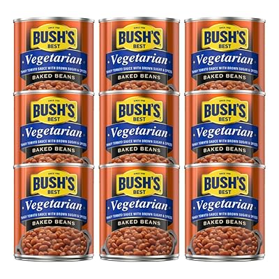 BUSHS BEST Vegetarian Baked Beans- Canned Beans, Baked Beans,Kosher, Source of Plant Based Protein and Fiber, Low Fat, Gluten Free 8.3 OZ Pack of 9