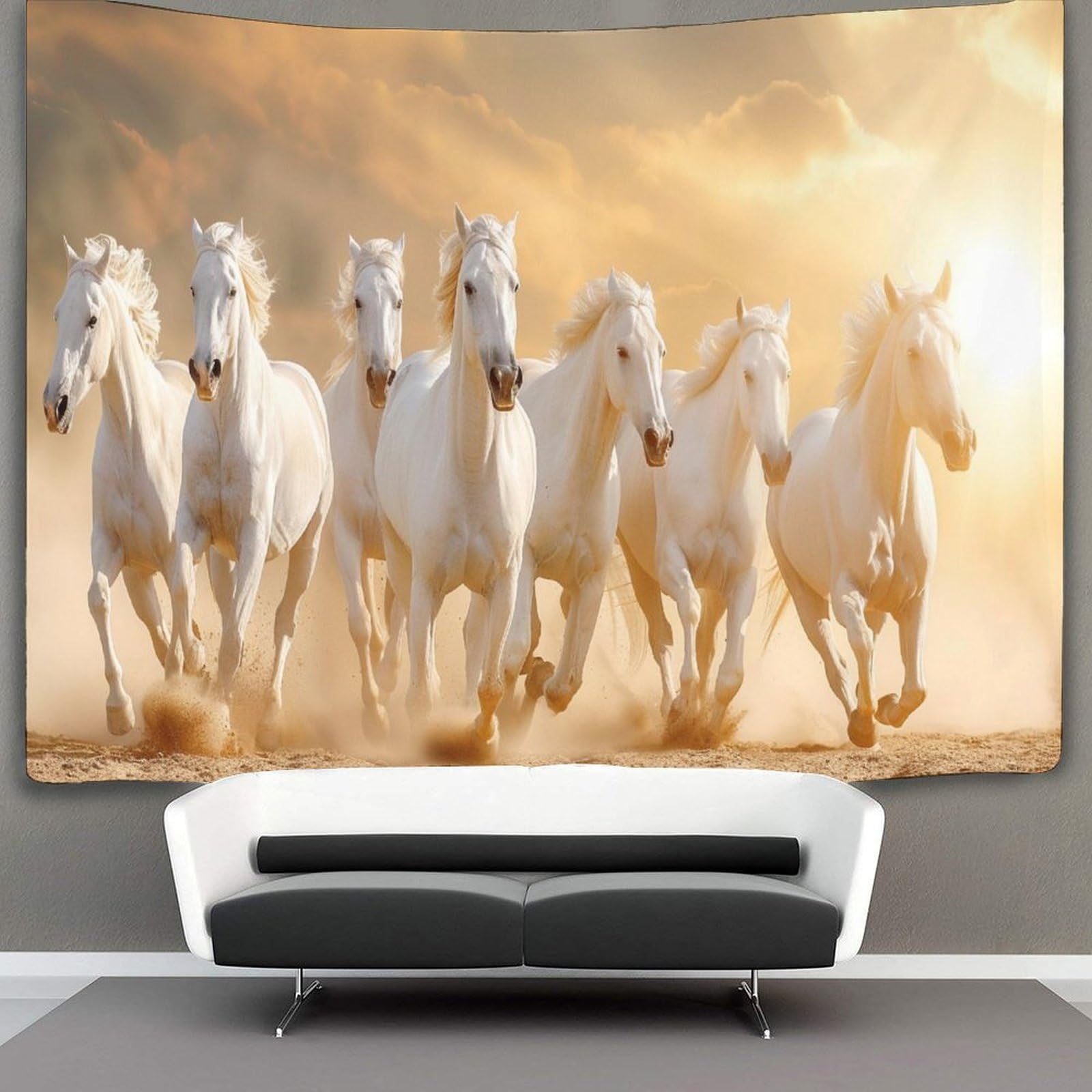 CTAMM Running Stallion Tapestry for Bedroom,Horses Tapestries,Art Tapestries Wall Hanging Decoration for Living Room Bedroom & Dorm 150cmx200cm