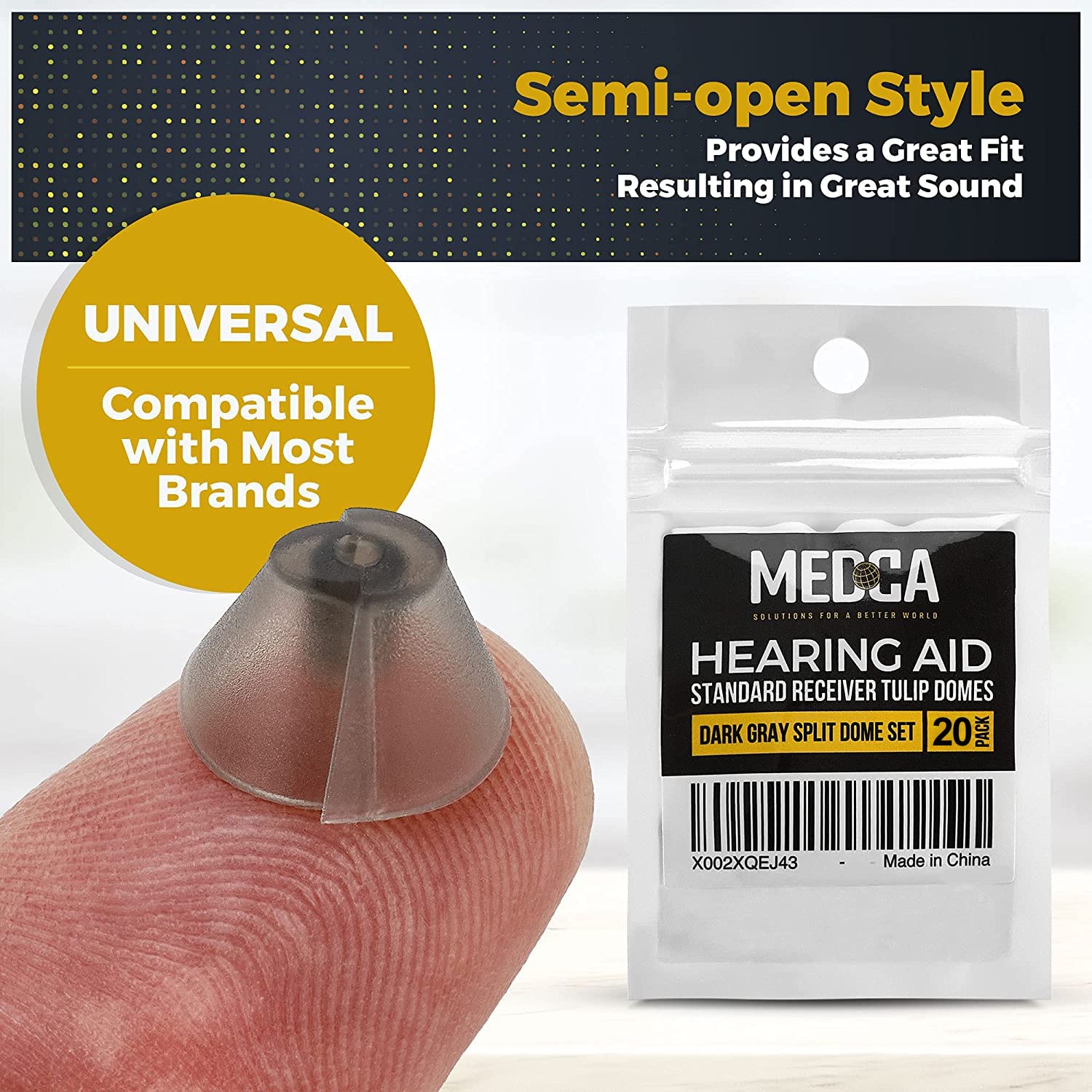 Cupole a tulipano per ricevitore standard MEDca compatibili con GN Resound Sure Fit - Cupole auricolari di ricambio universali con punta invisibile da 20 pezzi per BTE PSAP e modelli Open Fit