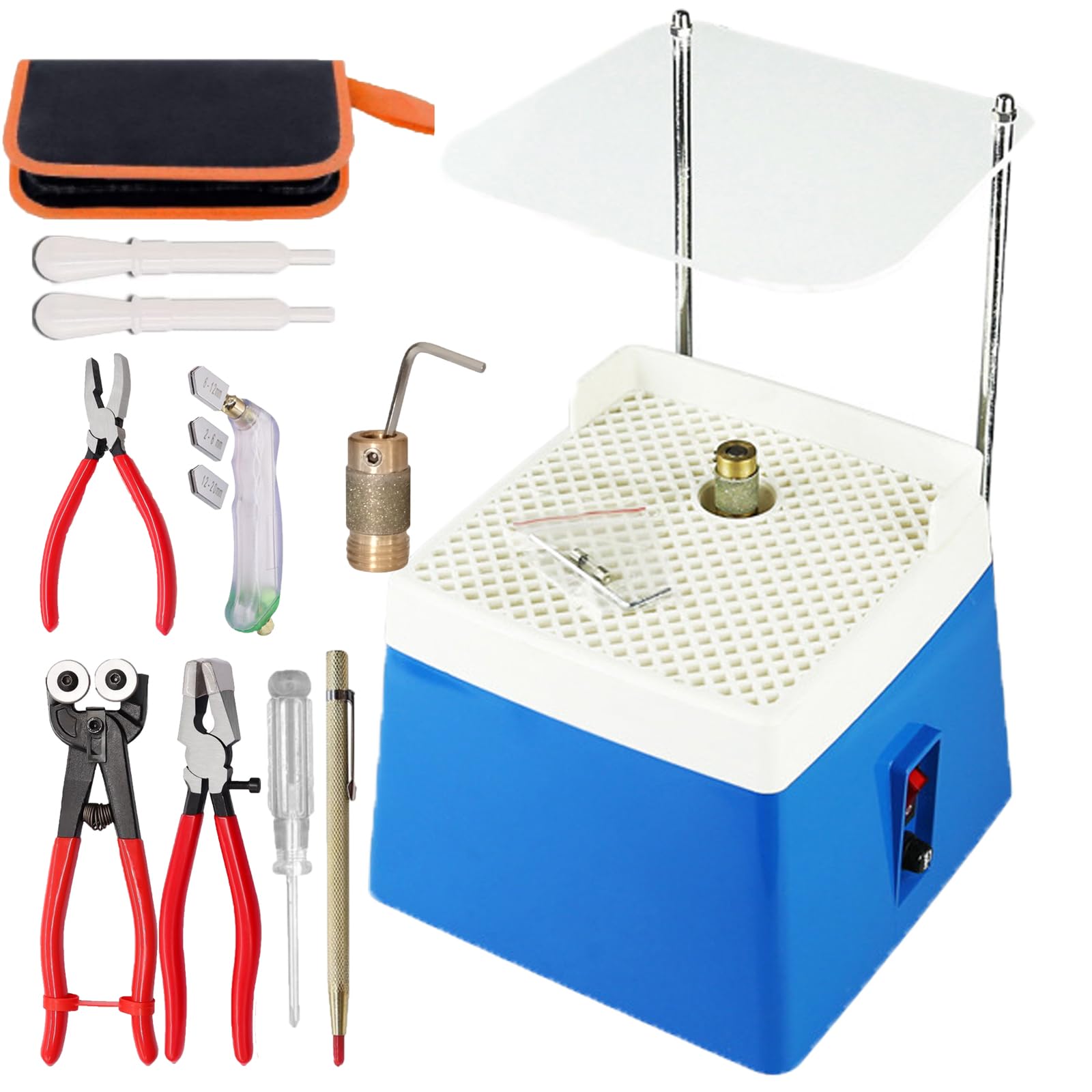 LHMWTWR 14 pcs Stained Glass Grinder, Glass Cutter for Thick Glass, Glass Grinder Machine, with 2 Diamond Grinding Bits (5/8" & 1"), Perfect for Beginner, Artist, Student or