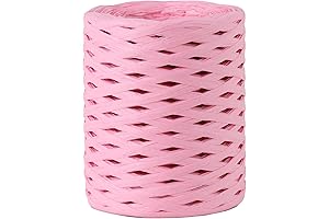 656 Ft Pink Raffia Paper Ribbon for Wrapping, Crafts, Weaving - 1/4" Ribbon