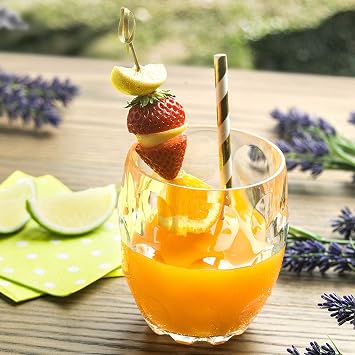 6 x Guzzini Venice Bicchiere Tumbler Set, 340ml, Drop, Knock and Shock Resistant Glasses for Drinking Juice, Water and Drinks
