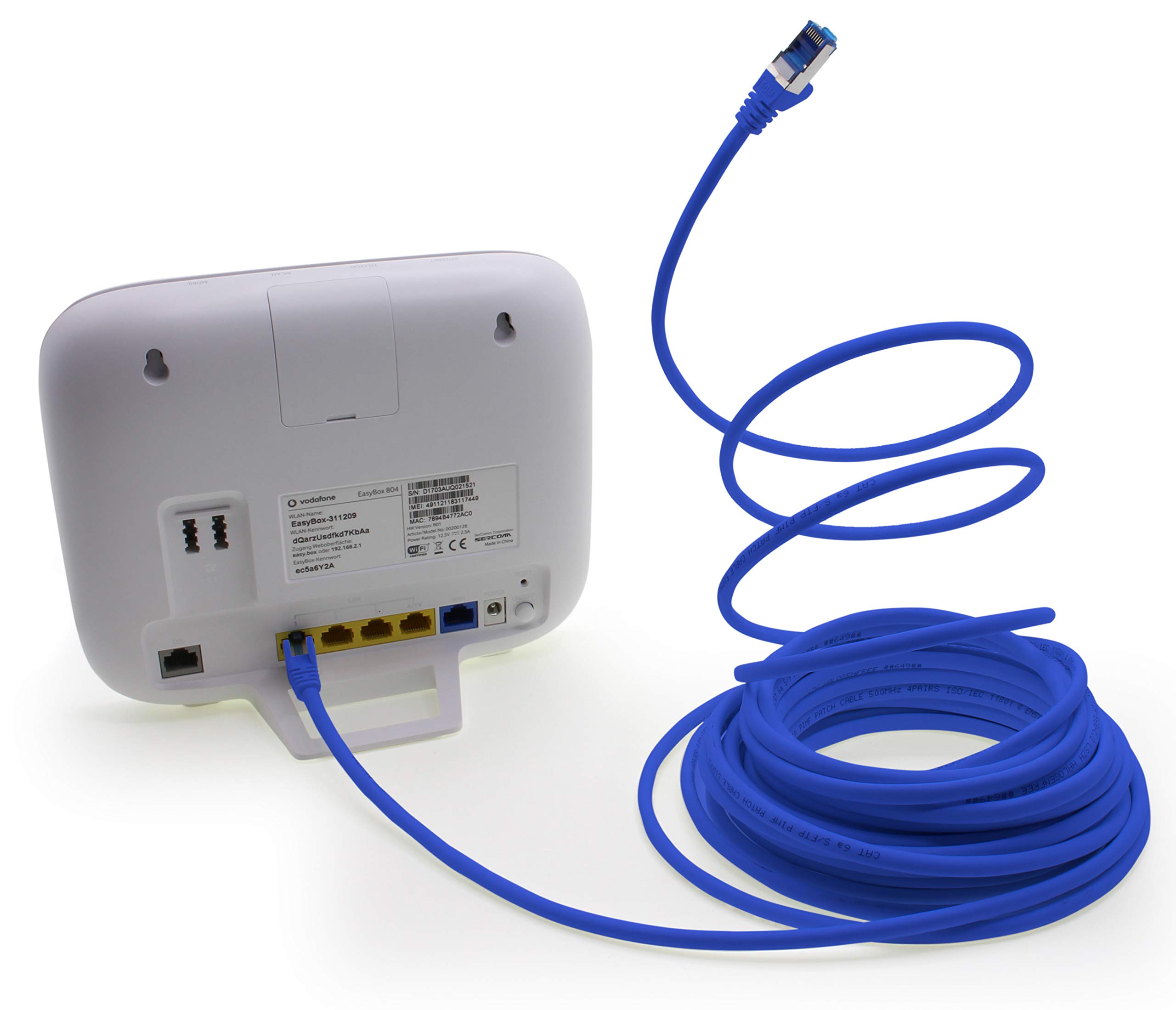 1aTTack.de 10m - CAT.6 - Cavo di rete LAN Ethernet Gigabit RJ45 CAT 6 Cavo patch A 10000 Mbit s Sftp Pimf 500 MHz compatibile con CAT5 CAT6 CAT7 Cat8 blu - 10 pezzi