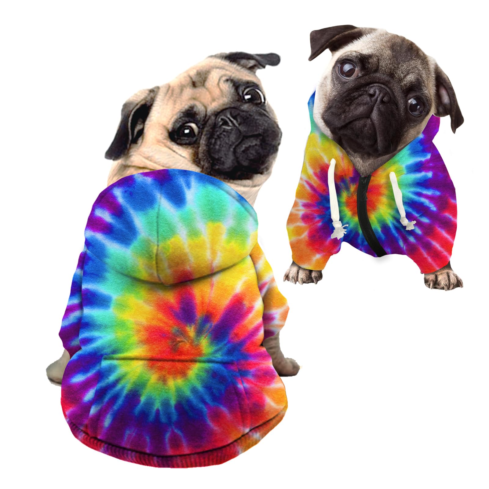 Kuiaobaty Hippie Tie Dye Dog Hoodies for Small Dog Clothes Apparel, Rainbow Tie Dye Puppy Pet Sweater Winter Sweatshirt Coat Outfits — image 1