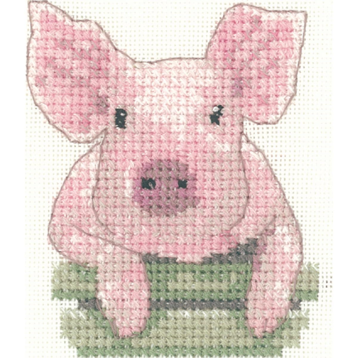 Heritage Crafts Cross Stitch Kit - Little Friends, Pig