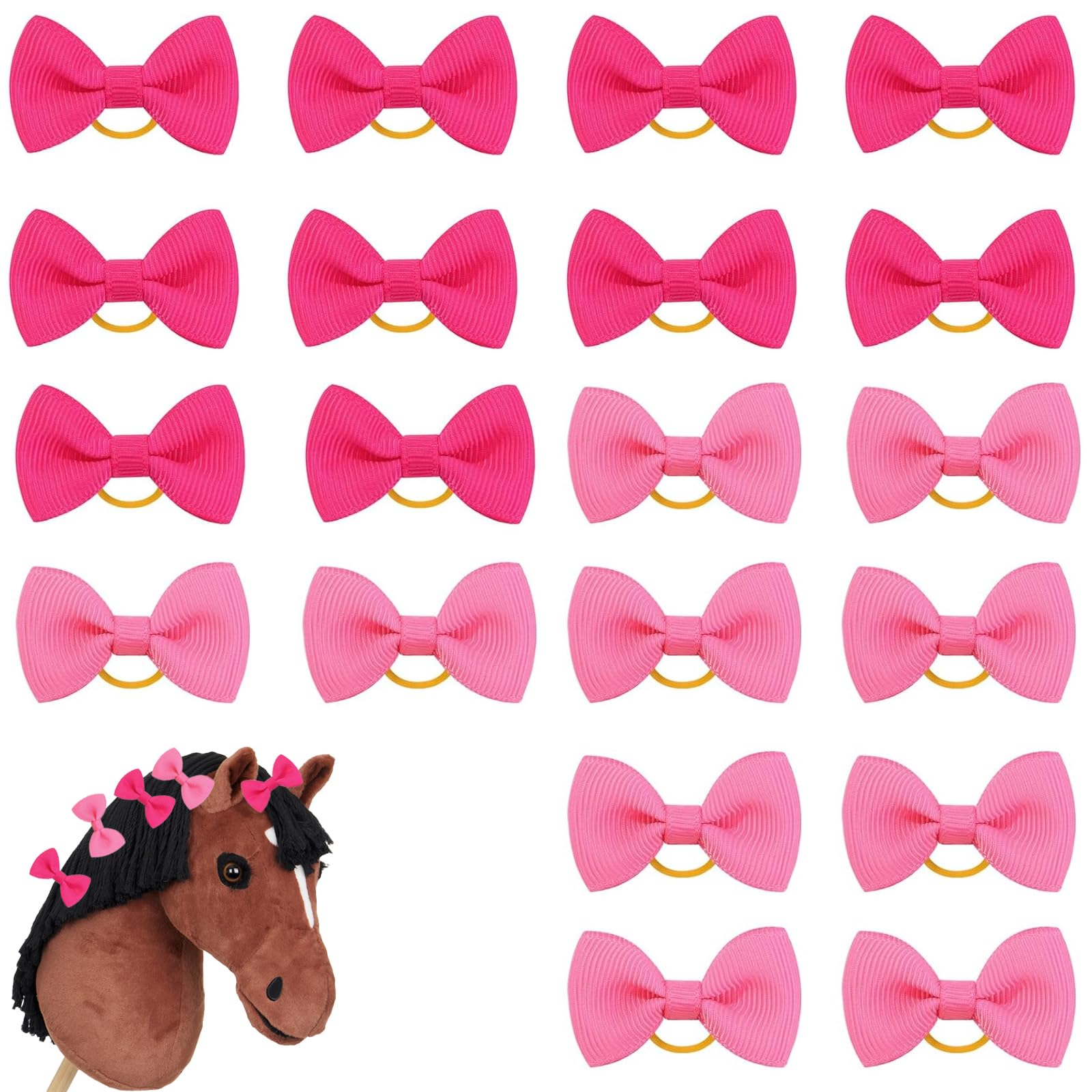 20 Fiocchi per Cani a Forma di Testa Animale con Elastici Accessori per Cani di Taglia Grande e Media Fiocchi Orecchie Decorativi Rosa Chiaro e Scuro per Pelo Lungo e Cavallini Decorativi