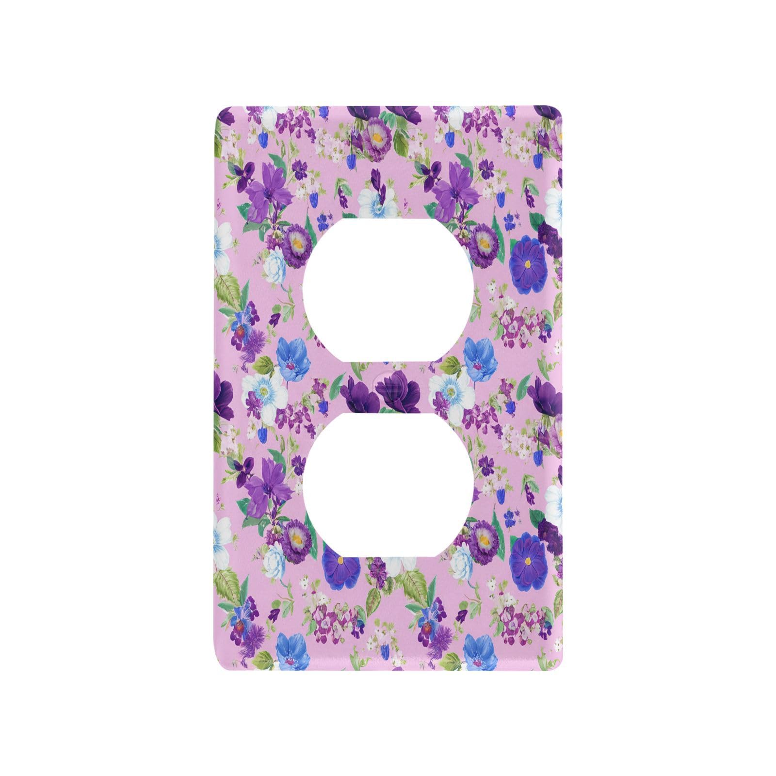 BOESI Doodle Colorful Flowers Light Switch Cover Trim, Switch Panel Trim, Receptacle Cover, Double Receptacle Receptacle Cover, 4.53 * 2.76 inches