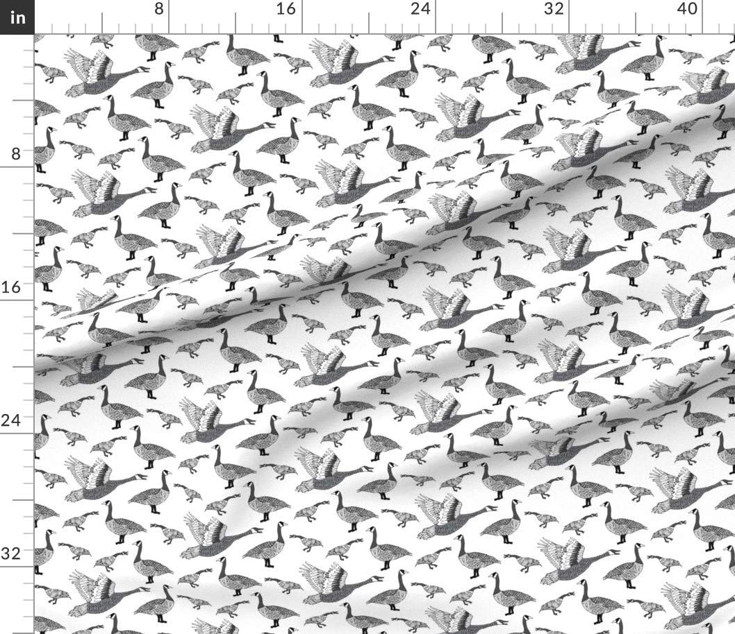 Spoonflower Fabric - Canada Geese Goose Gray Black White Canadian Bird Nature Printed on Petal Signature Cotton Fabric by The Yard - Sewing Quilting Apparel Crafts Decor