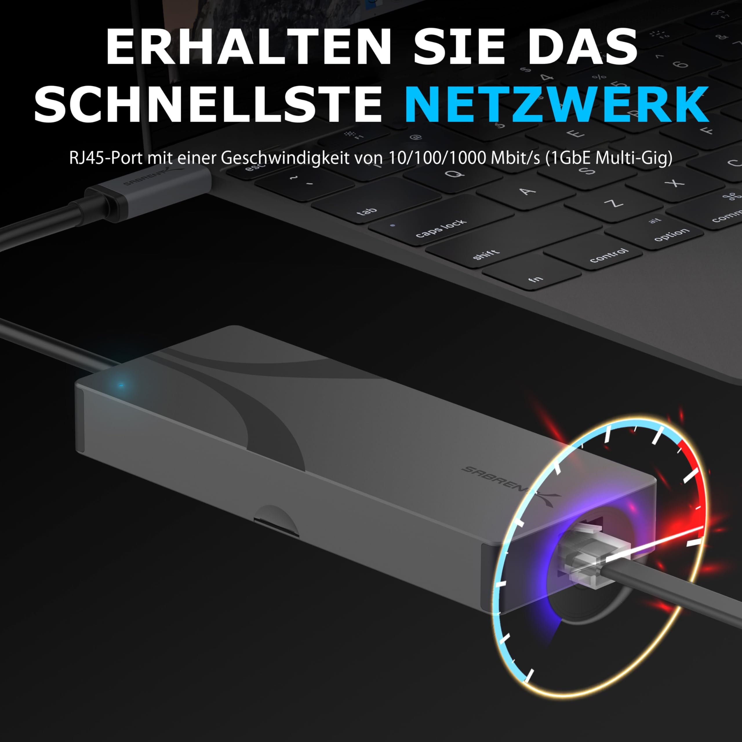 SABRENT 6 in 1 USB C Dockingstation mit M.2 NVMe SSD Slot, 2 USB 3.2x2 (10 Gbps), 90W Power Delivery, 4K@60Hz HDMI Port, RJ45 1000 Mbps Ethernet Port [HB-6PNV]