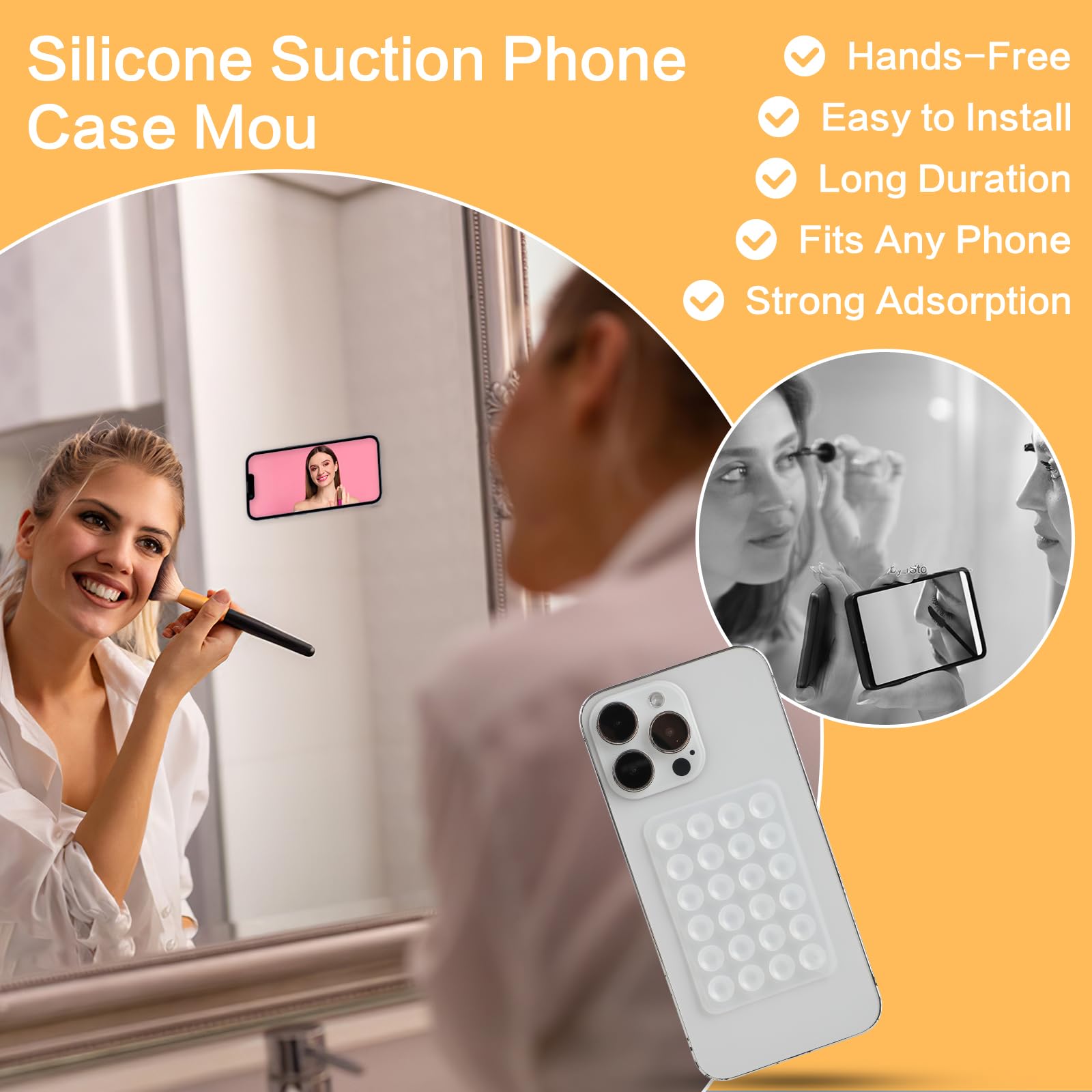 4 Supporti Ventosa Per Telefono - Silicone Trasparente, Adesivo, Per Video E Selfie - Foto 12
