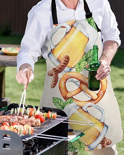 Miniatura 5 de Oktober-fest Bib Aprons for Women With Pockets, Waterproof Canvas Chef Kitchen Cooking Apron for PaintingHair StylistNail TechnicianKids Arts And