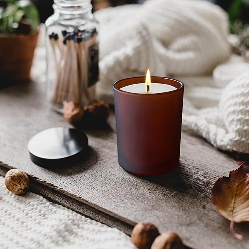 Miniatura 6 de Tarros gruesos para hacer velas, 16 unidades, tarros vacíos de 7 onzas con tapas de madera para hacer velas, contenedor de muestra, marrón esmerilado