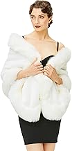 BABEYOND Faux Fur Shawl for Women with Collar Scarf Wrap Faux Fur Evening Cape for Winter Coat