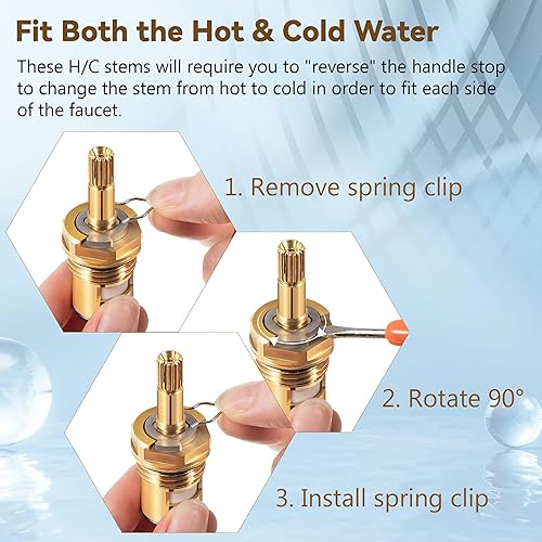 Miniatura 4 de Enhon Paquete de 2 cartuchos de grifo compatibles con el estándar americano 994053-0070a o 994053-0070a/H reemplazo de vástago de grifo de baño,