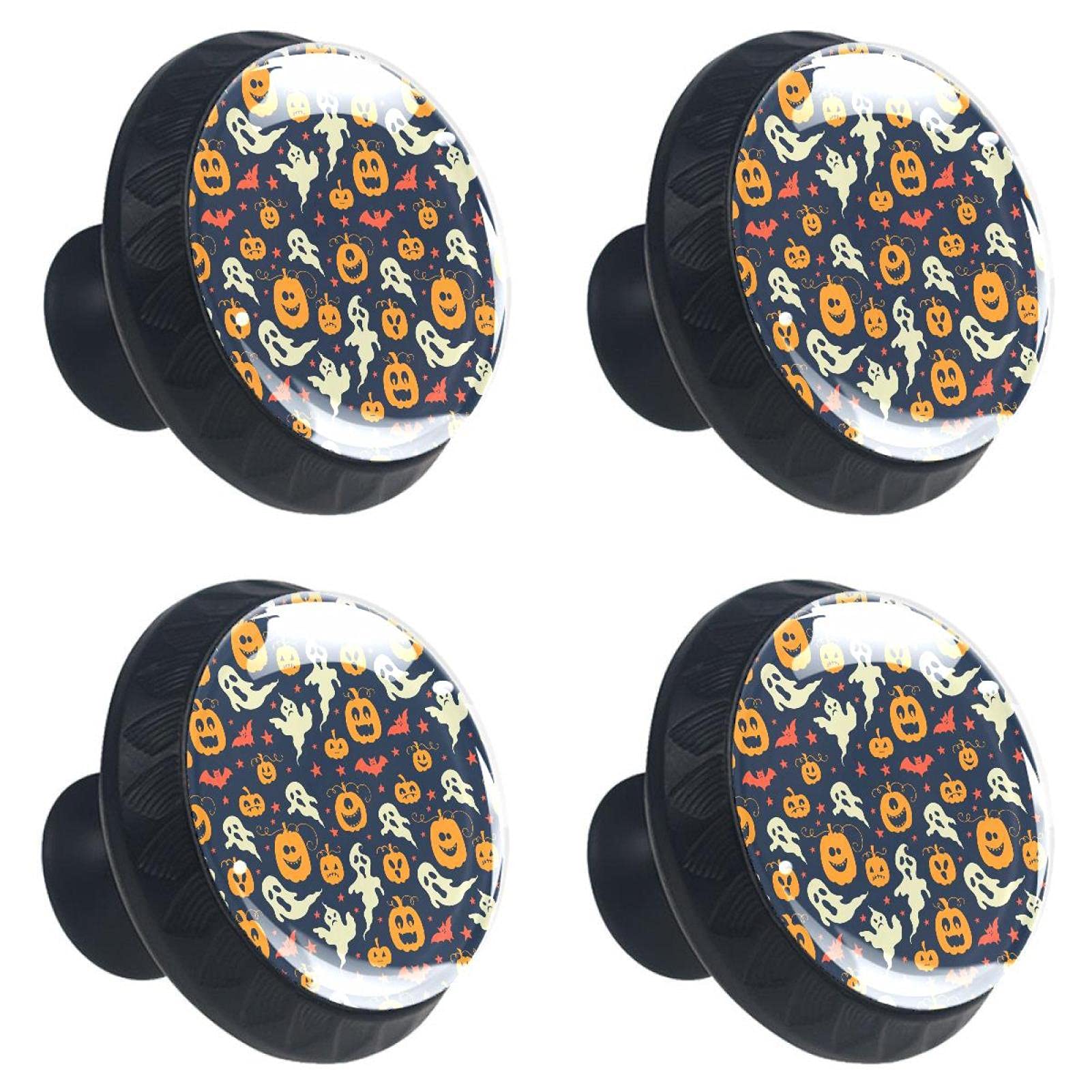 Boutons de tiroir citrouille en verre 30mm avec vis pour meuble lot de 4