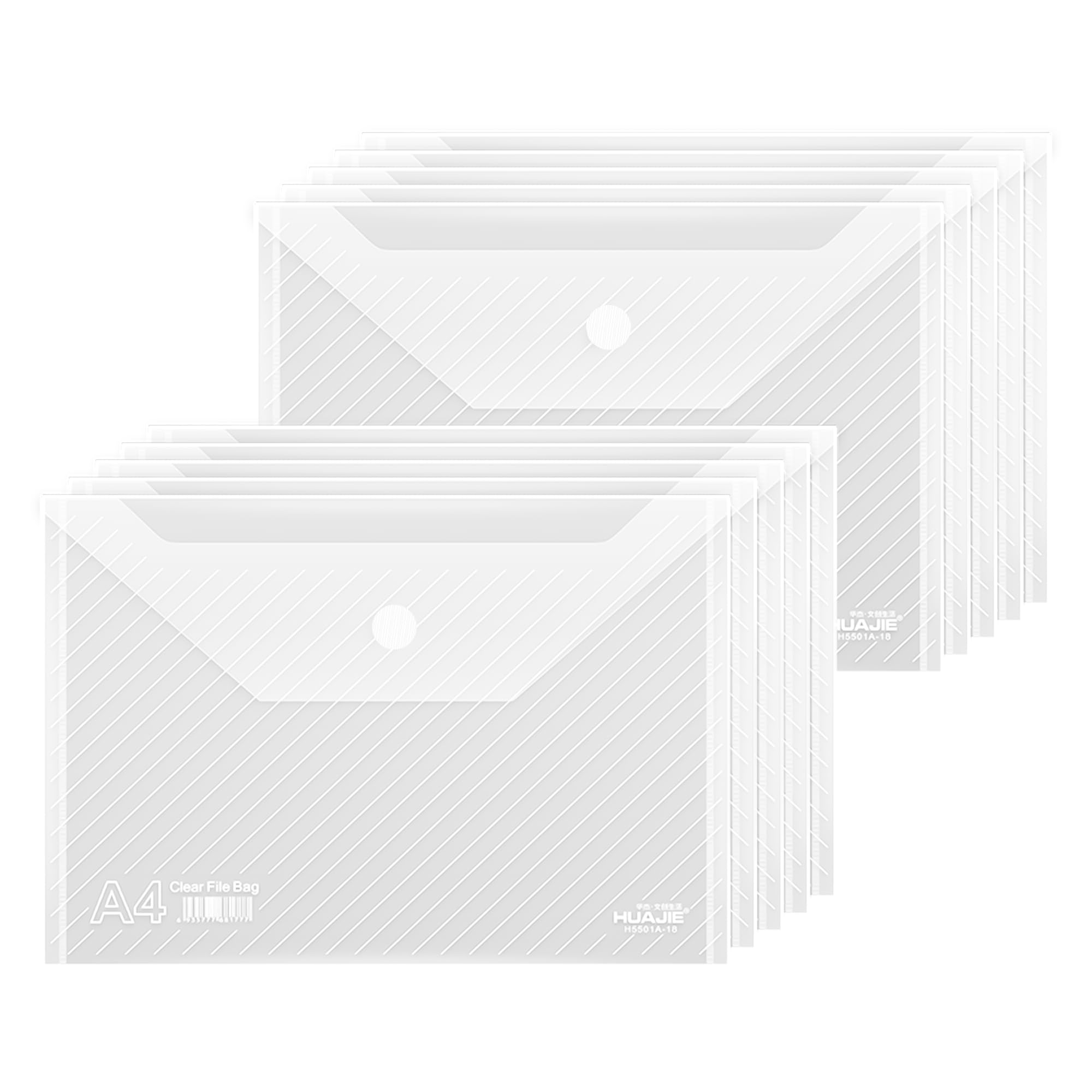 WORPSON 10 Pack, Plastic Envelopes – Transparent Waterproof Reusable File Folders for A4 Letter Sized Documents, Receipts, Photos & Office/School Use