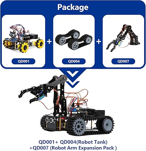 Miniatura 2 de Robótica para niños de 12 a 16 años, brazo robot inteligente ACEBOTT con 5DOF + auto tanque, kit de codificación de juguetes STEM compatible con