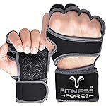 FITNESS FORCE Ventilated Weightlifting Gloves Workout Gloves for Men & Women with Built-in Wrist Wraps Fingerless Gym Gloves for Men Perfect for Exercise Fitness, Weight Lifting, Cross Training