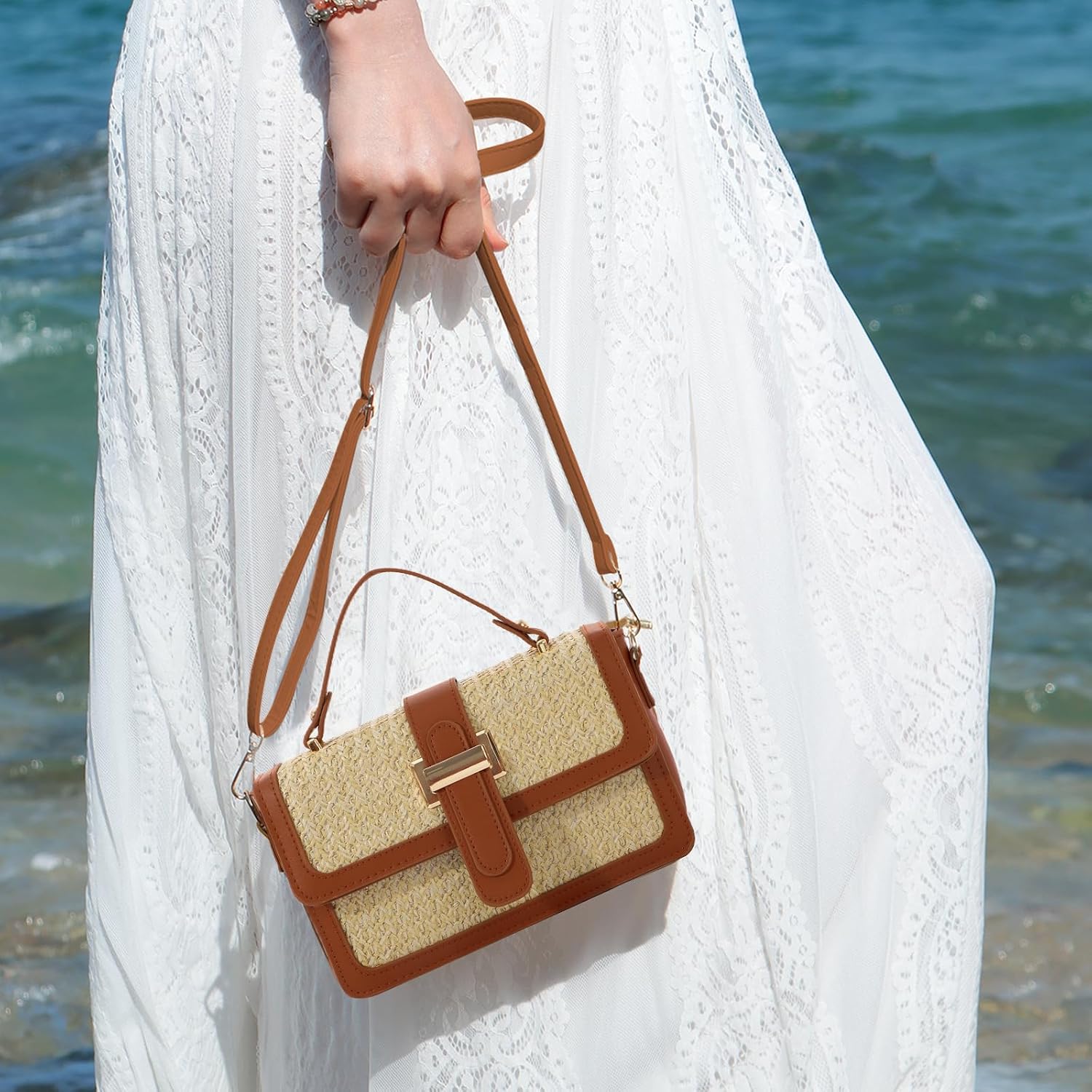 Emprier Summer Straw Crossbody Bags for women Trendy Woven Handbags Straw Clutch purses for Vacation