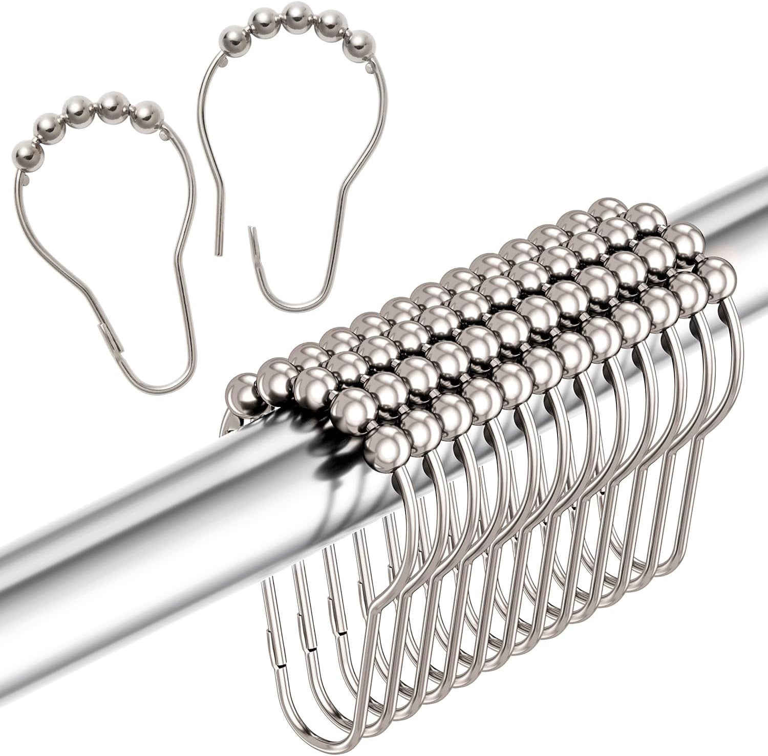 Amazon.com: Shower Curtain Hooks Rings, RustProof Metal Shower Curtain ...