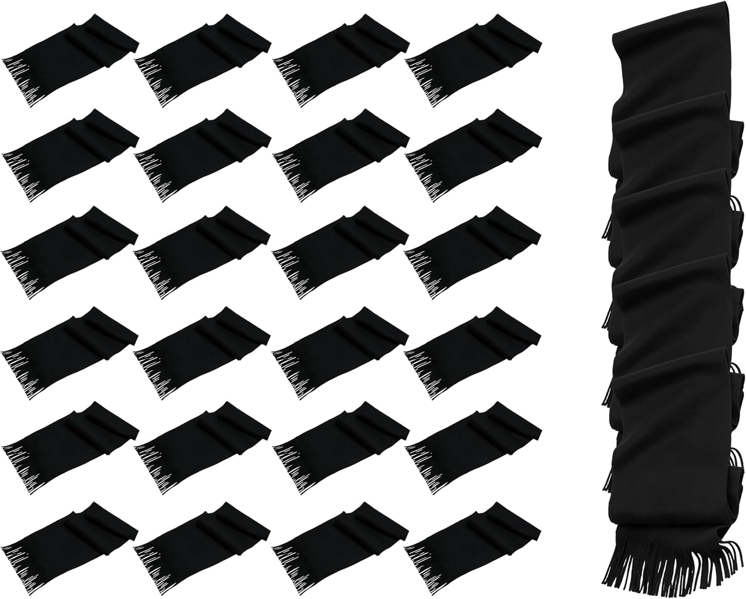 24 Pack Winter Scarves, Warm Winter Fleece Scarf Bulk Wholesale Donation Unisex Men Women