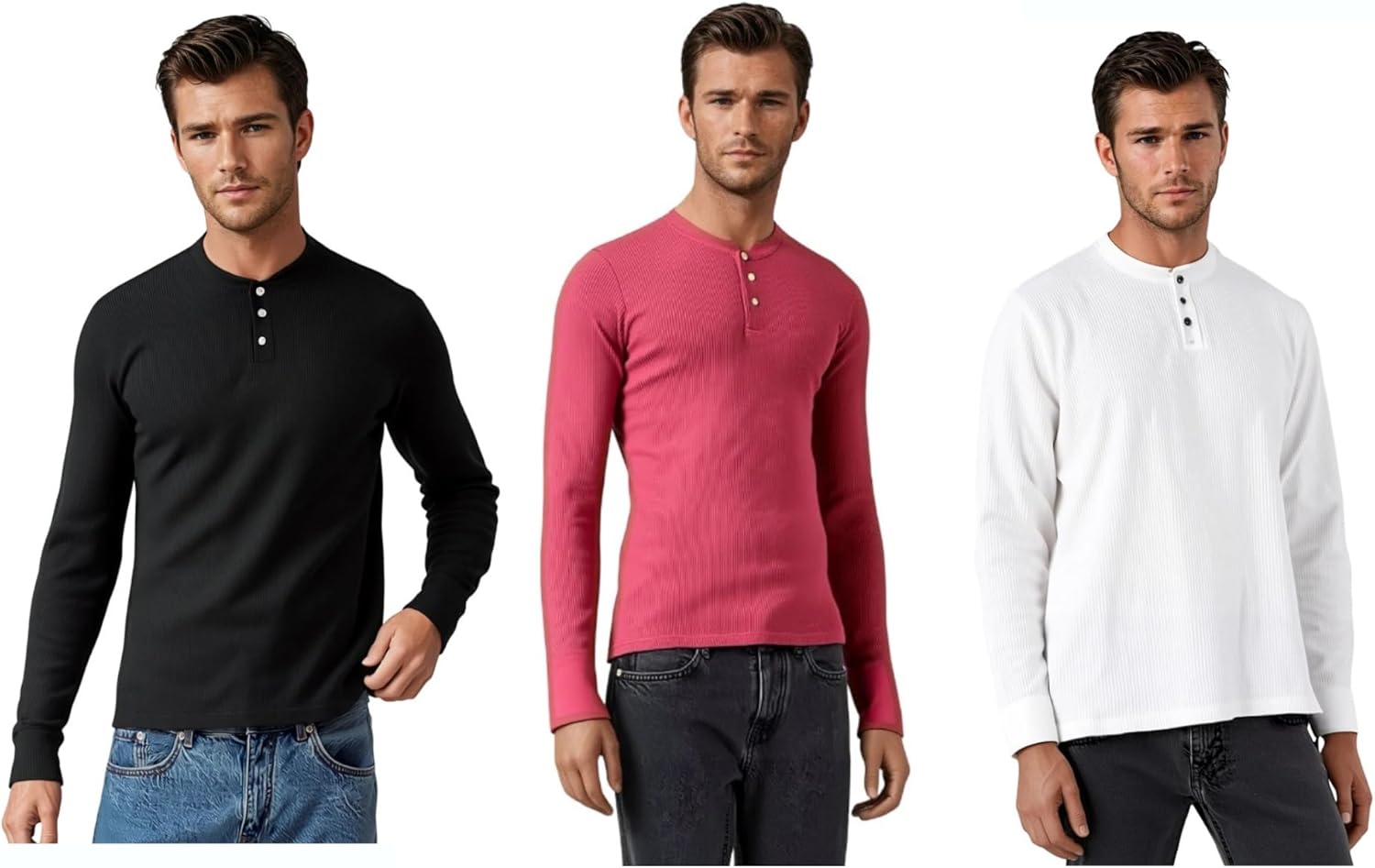 BROOKLYN'S BEST Men's Thermal Long Sleeve Top - Cotton Shirt for Winter, Warmth & Comfort, Soft, Perfect for Layering 3 Pack