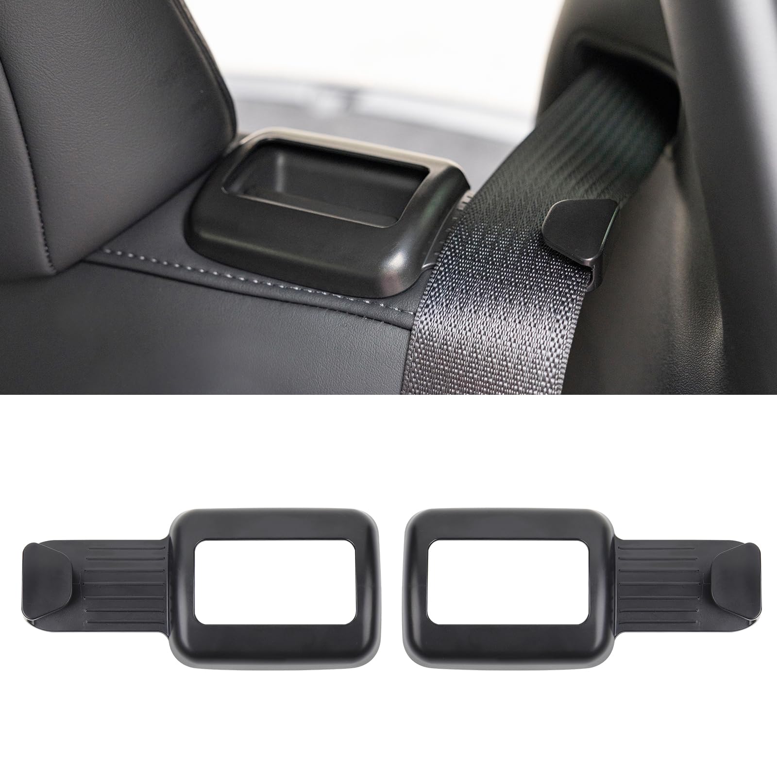 Rislobx 2 Pack Seat Belt Guide Holder for Tesla Model Y, ABS Backseat Seat Belt Organizer, Automotive Interior Accessories Compatible with Tesla Model Y 2021-2024 (Black)