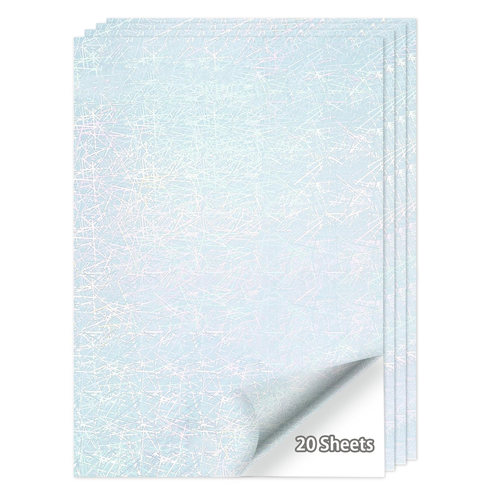 WANGHENG 20 Sheets Printable Holographic Sticker Paper,11 x 8.5 Inches Printable Waterproof Paper Rainbow Vinyl Sticker Paper for Inkjet or Laser