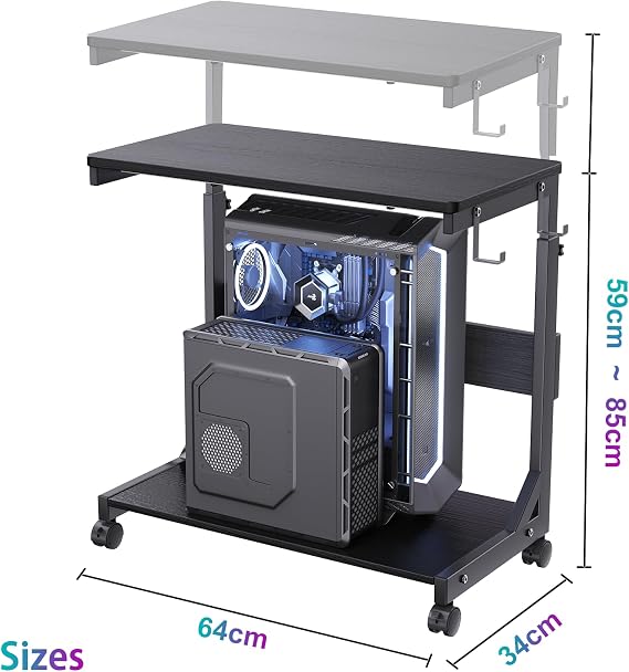 Computer Tower Stand, Height Adjustable from 59 to 84.5cm